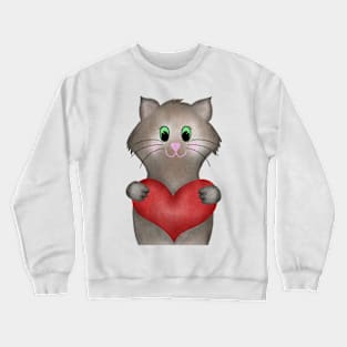 Cat with heart Crewneck Sweatshirt